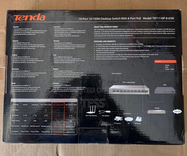 Tenda 8ports Gigabit Poe Switch+2uplink Tef1110p-8-63w · Photo 2