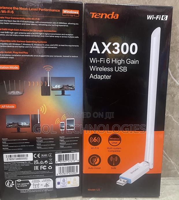 U2 V5.0 Ax300 Wi-fi 6 High Gain Wireless Usb Adapter · Photo 1