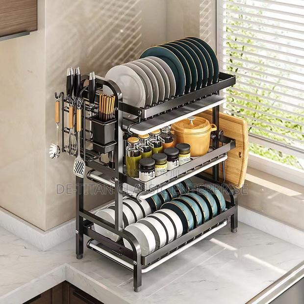 Multipurpose 3-Tier Over-Sink Dish Drying Rack - Black · Photo 2