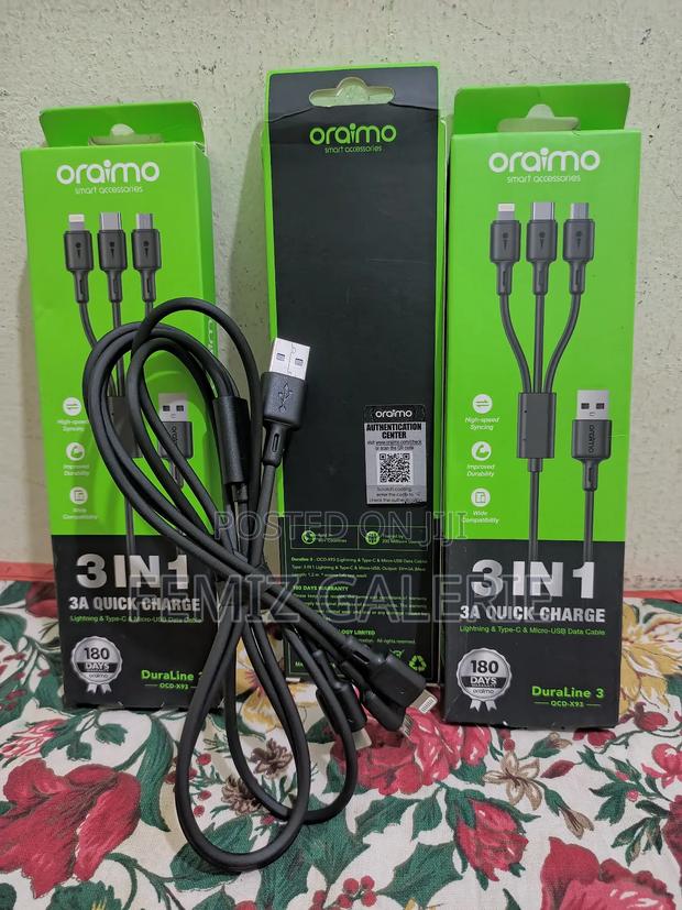 Oraimo Duraline 3a 3in1 Charging Cable 1.2m · Photo 1