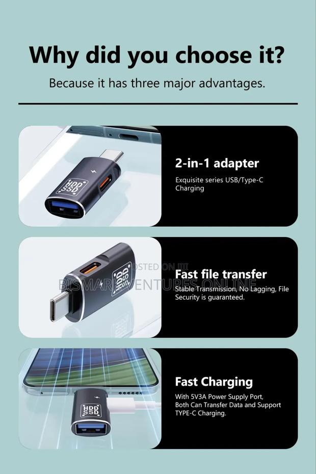 2in1 Usb-C Type-C to Usb 3.0 Female Otg Dc Power Adapter · Photo 5