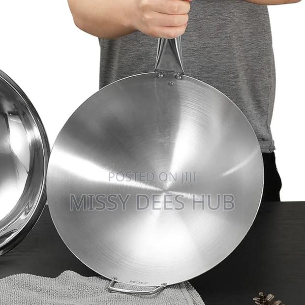 40cm Stainless Steel Wok With Long Wooden Handle · Photo 4