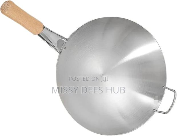 40cm Stainless Steel Wok With Long Wooden Handle · Photo 7