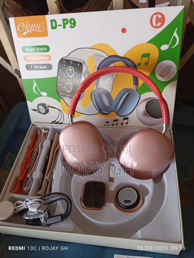 D-P9 Smart Watch With Bt Mini Speaker P9 Headphone - Red · Photo 2