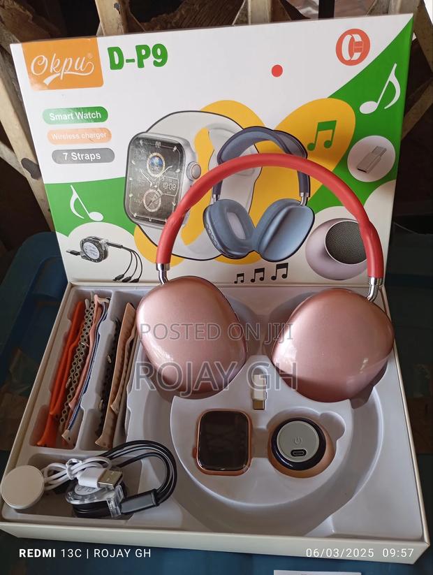 D-P9 Smart Watch With Bt Mini Speaker P9 Headphone - Red · Photo 4