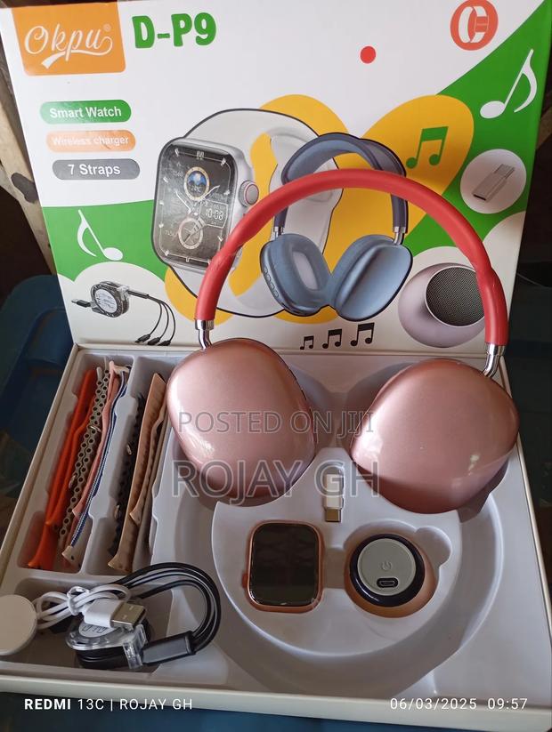 D-P9 Smart Watch With Bt Mini Speaker P9 Headphone - Red · Photo 6