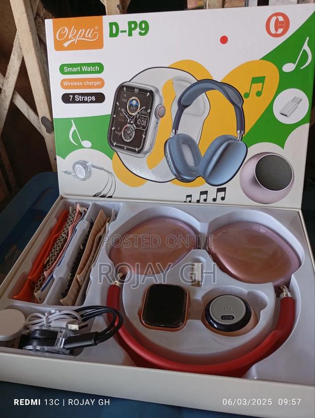 D-P9 Smart Watch With Bt Mini Speaker P9 Headphone - Red · Photo 7