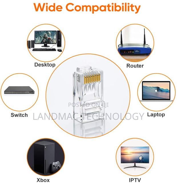 100 Pack Cat 6 Rj45 Connector, Cat6 Pass Through Connectors · Photo 2