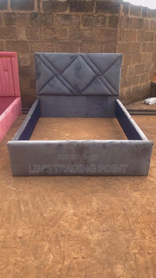 Quality Gray Double Bed Frame/ Suede Fabric · Photo 1
