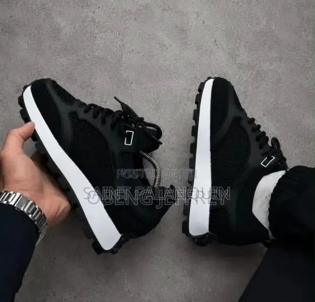 These Are Bruno Renzoni Mesh and Leather Sneakers Black and White · Photo 1