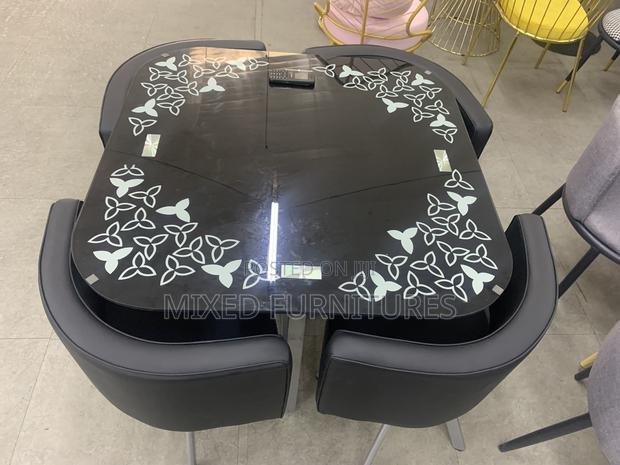 Glass Dining Table Top With 4 Leather Chairs · Photo 2