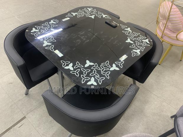 Glass Dining Table Top With 4 Leather Chairs · Photo 3