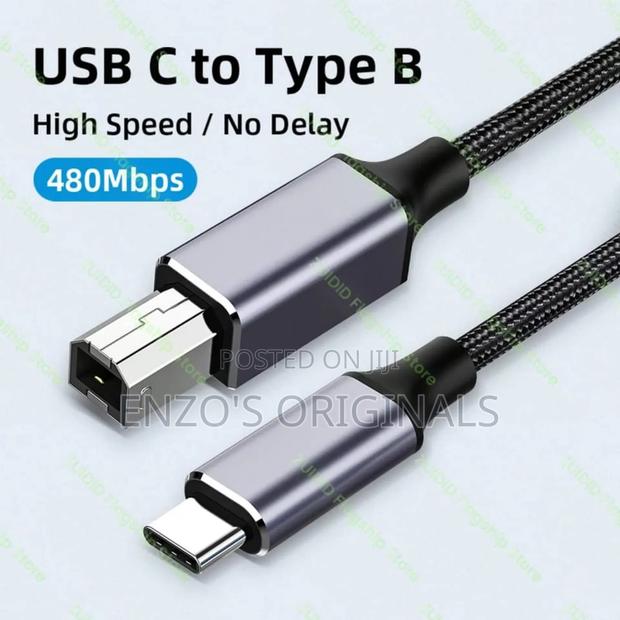 Usb-C to Printer Cable Usb Type B 2m Length Braided High Quality · Photo 1