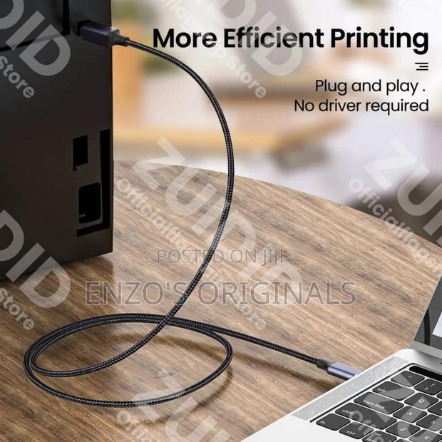 Usb-C to Printer Cable Usb Type B 2m Length Braided High Quality · Photo 2