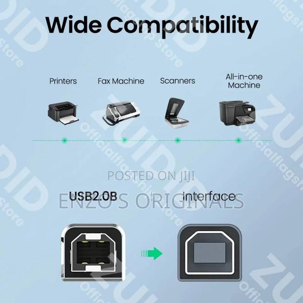 Usb-C to Printer Cable Usb Type B 2m Length Braided High Quality · Photo 3