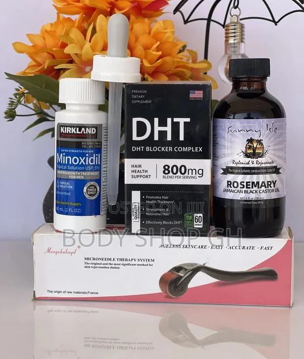 Kirkland Minoxidil + Derma Roller + Rosemary Oil + DHT Block · Photo 1