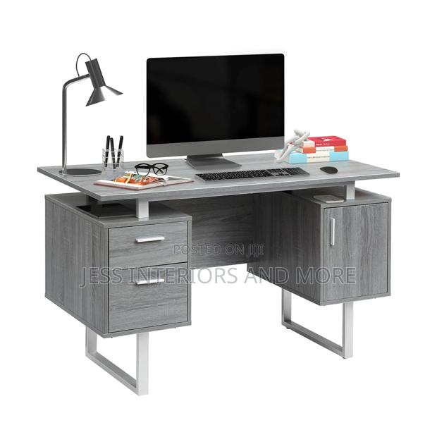 Office Desk With Storage, (Gray) · Photo 1