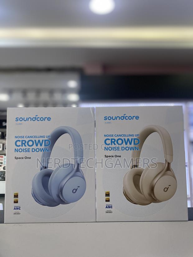 Anker Space One Wireless Over-Ear Back Headphones (Cream · Photo 1