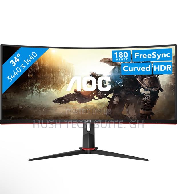 34” Aoc 3440x1440 QHD Curved Ultra Wide Gaming Monitor · Photo 1