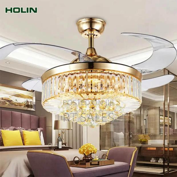Crystal Golden Chandelier Fan With Light. · Photo 2