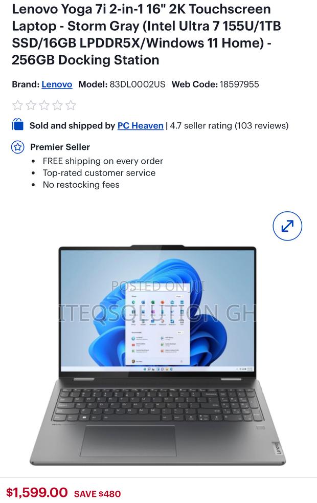 New Laptop Lenovo Yoga 7i 16GB Intel Core Ultra 7 SSD 1T · Photo 4