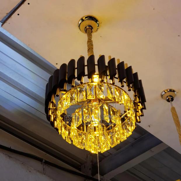 Black and Gold Crystal Mini Chandelier Light.