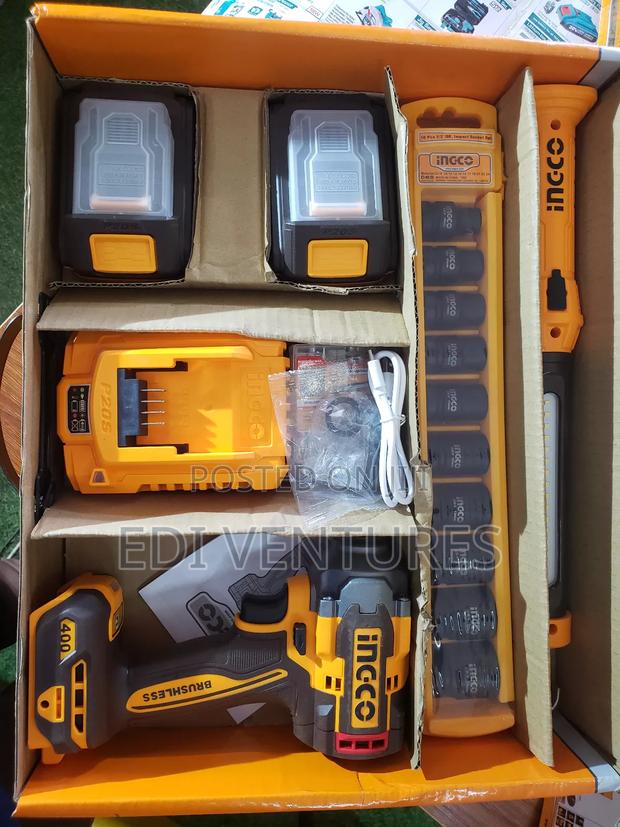 Ingco Cordless Impact Wrench Work Lamp (2 Pieces Combo Kit · Photo 4