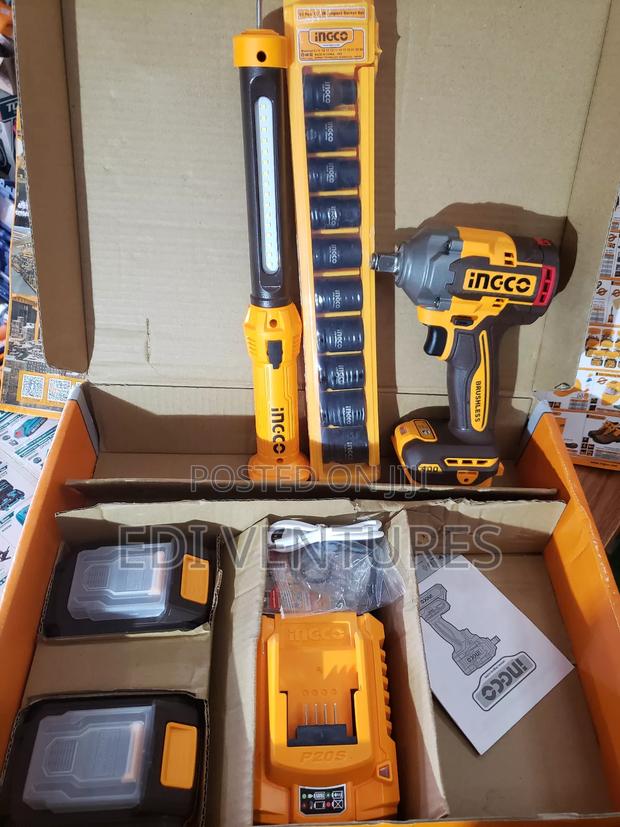 Ingco Cordless Impact Wrench Work Lamp (2 Pieces Combo Kit · Photo 3