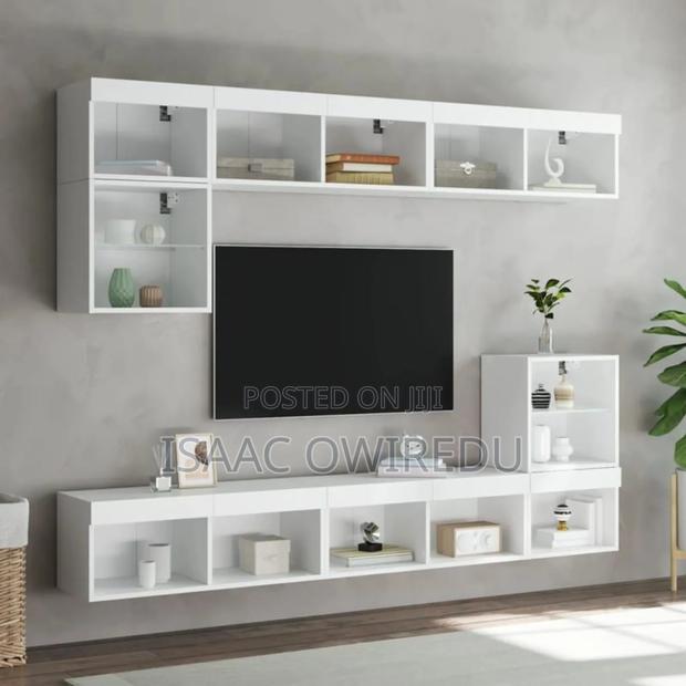 Television Wall Mount Design With Multi Shelves