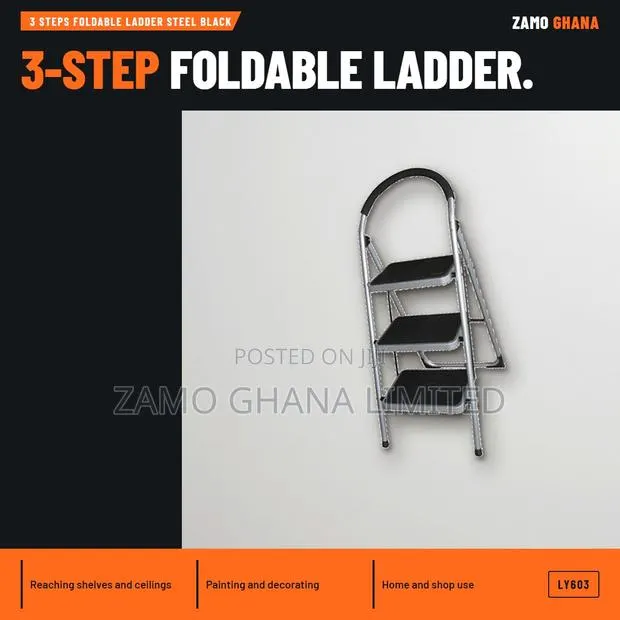 3 Steps Foldable Ladder Steel Black - LY603 · Photo 1