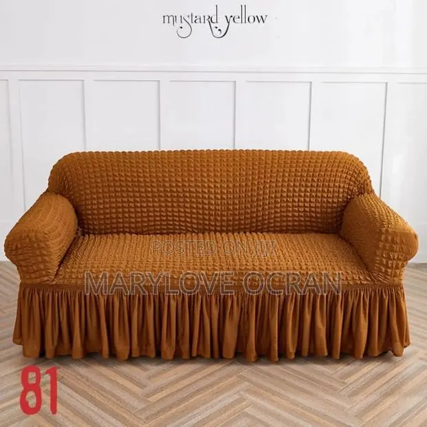 Mustard Yellow Bubbles Skirt Sofa Covers (Set) · Photo 1