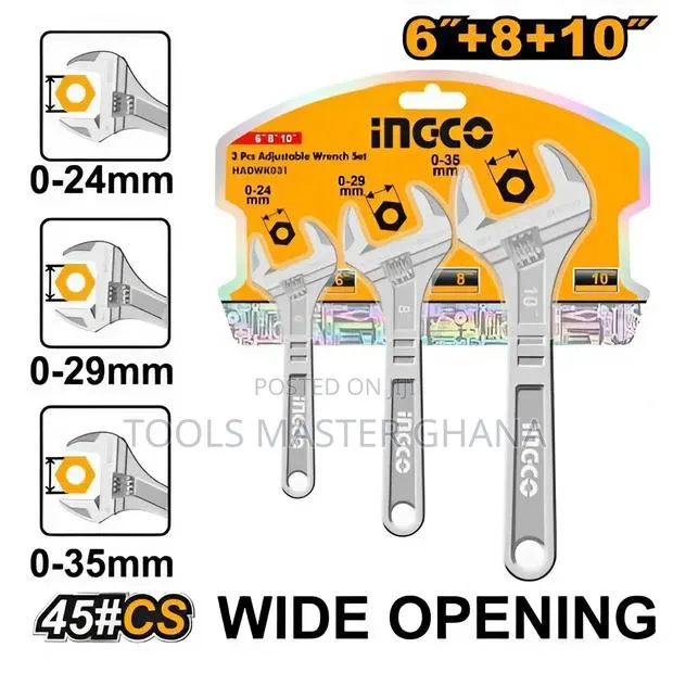 3 Pcs Adjustable Wrench Set - Hadwk031 · Photo 1