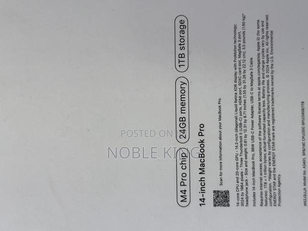 New Laptop Apple MacBook Pro 2024 M4 14-Inch 24GB Apple M4 Pro SSD 1T · Photo 3