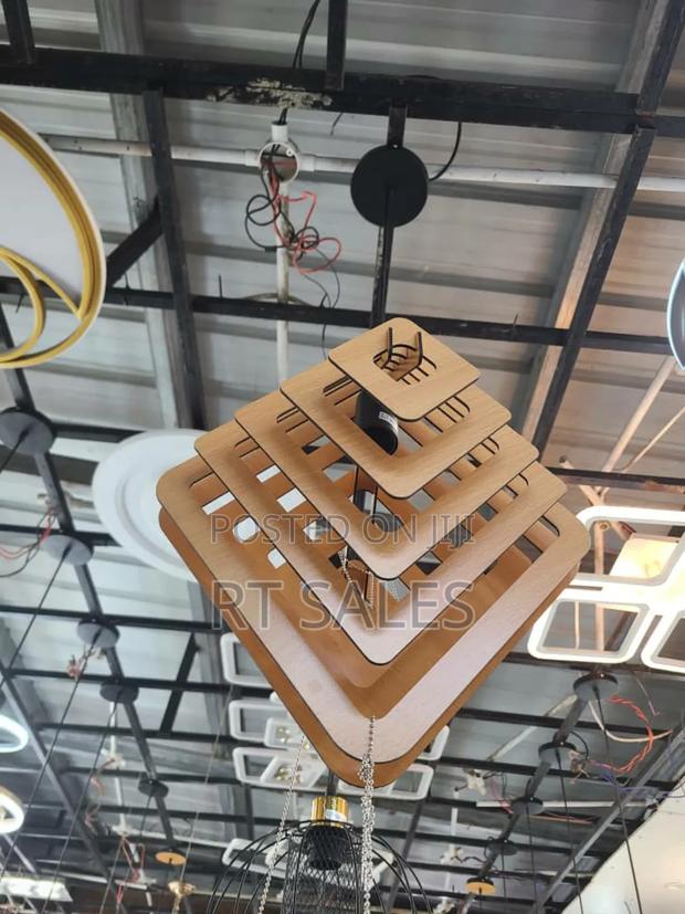 Single Wooden Triangle Ceiling Pendant Light · Photo 2