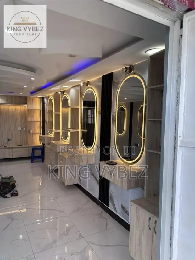 Luxury Barber Shop & Salon Interior Setup With LED Mirrors - Accra · Photo 1
