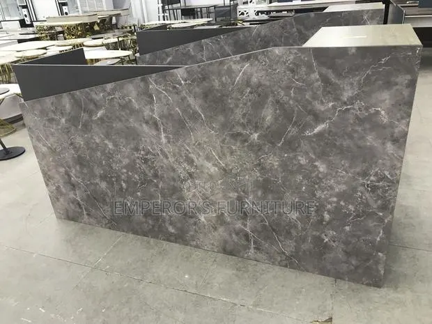 Prestige Grey Marble-Like Executive Reception Desk · Photo 1