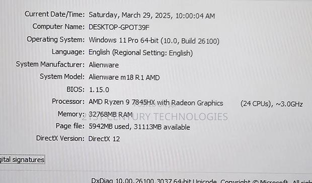 Laptop Dell Allienware M18 R1 32GB AMD Ryzen 9 SSD 1T · Photo 1