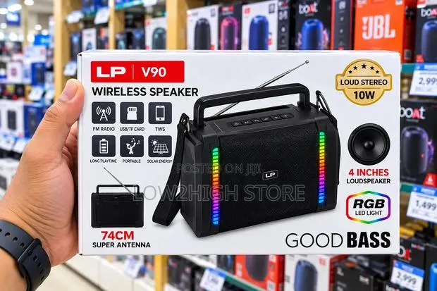 LP V90 10W Solar RGB Portable Bluetooth Speaker - Low2High · Photo 1