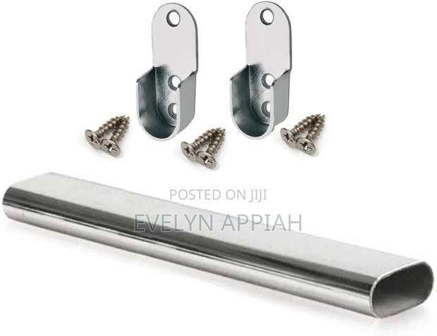 Galvanized 10ft Wardrobe Bar With Hooks · Photo 1