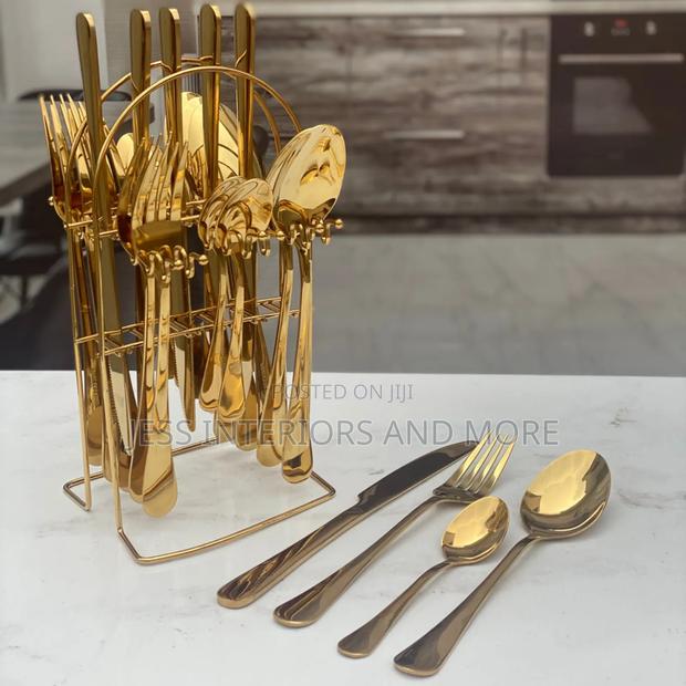 24pcs Stainless Steel Cutlery Set With Stand · Photo 1