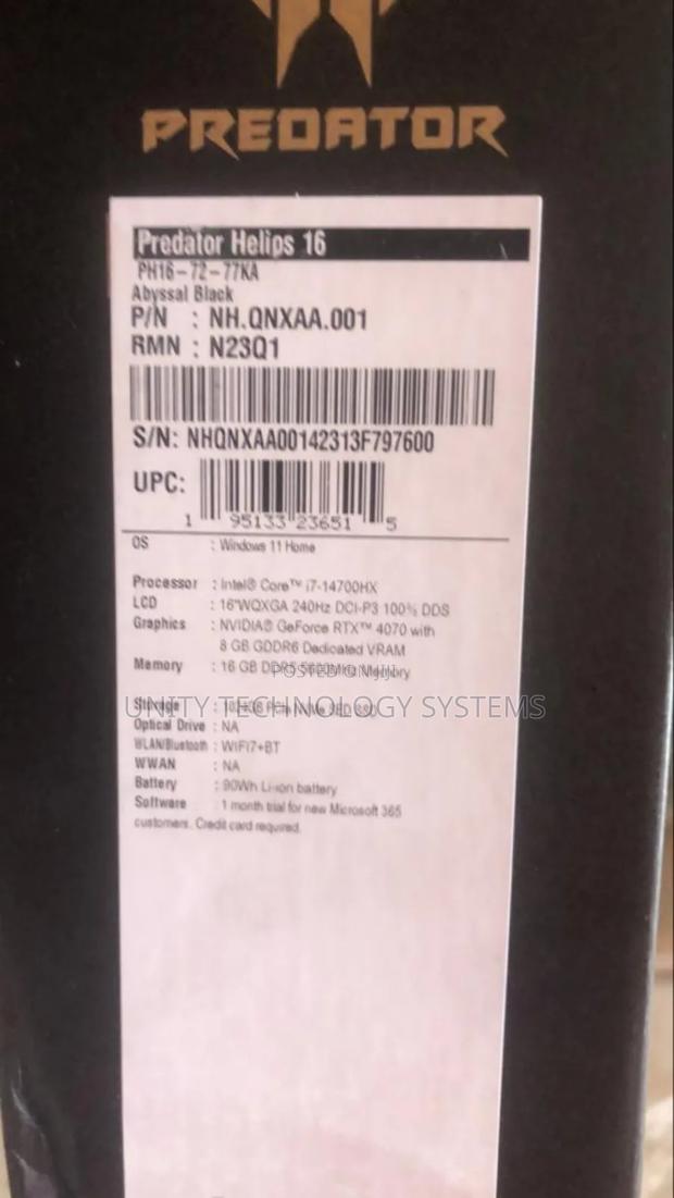 New Laptop Acer Predator Helios Neo 16 16GB Intel Core i7 SSD 1T · Photo 4