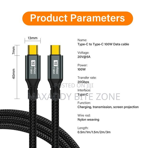 3m Usb 3.2 Type-C Gen2 20gbps at 60hz Video Data Cable · Photo 1