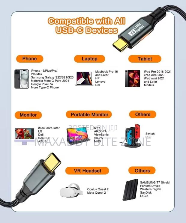 3m Usb 3.2 Type-C Gen2 20gbps at 60hz Video Data Cable · Photo 2