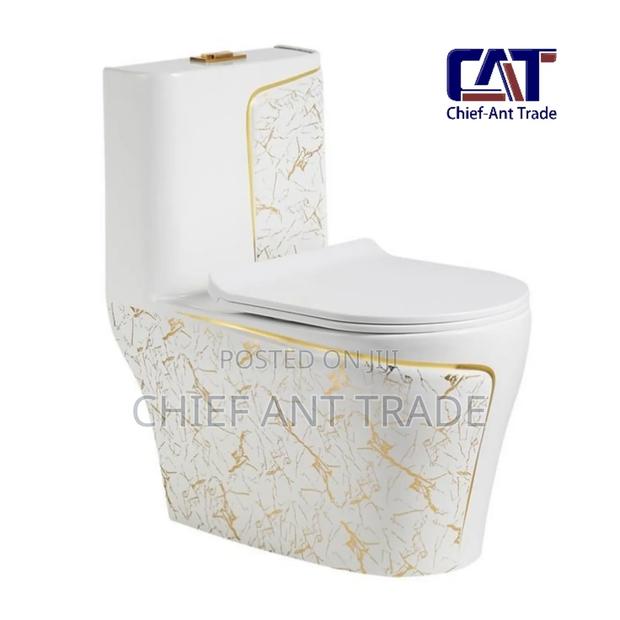 Toilet Seat Wc (White Gold Flower) 1242 / A046 · Photo 1