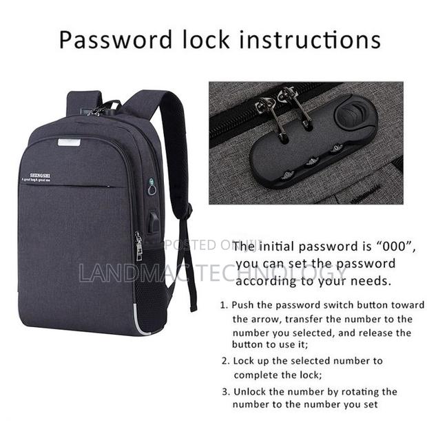 Password Lock Sunpower Anti Theft Laptop Backpack - Black · Photo 3