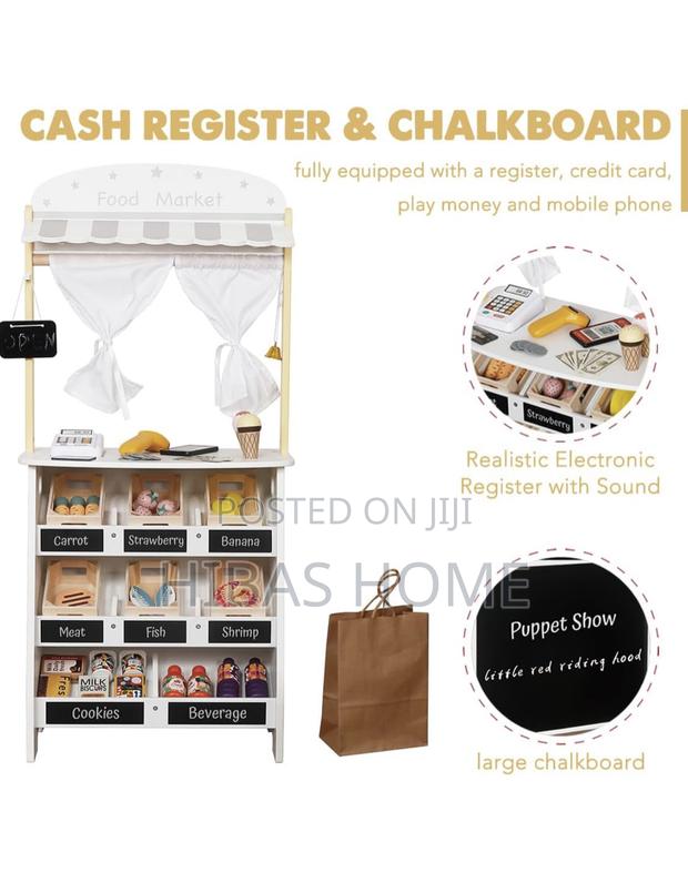 Kids Wooden Supermarket Shopping Cart With Toy Cash Register · Photo 2