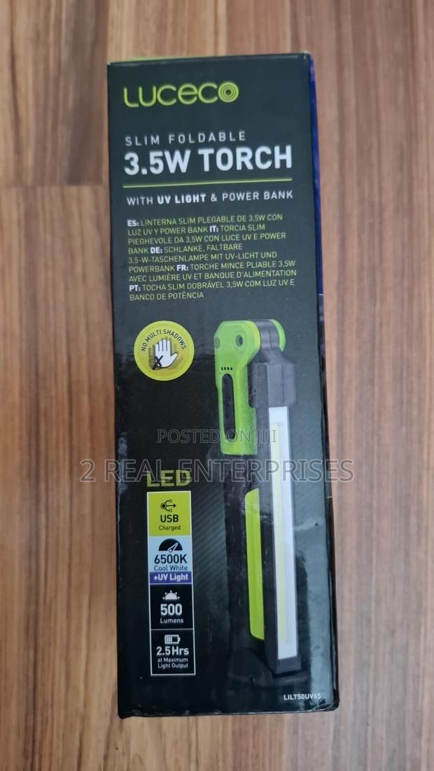 Luceco Slim Foldable Torch With Uv Usb Power Bank · Photo 1