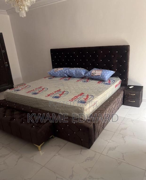 King Size Bed Frame With Two Sides Drawer and Ottoman · Photo 1