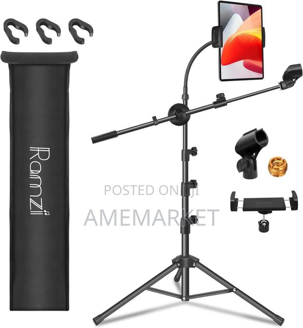 Microphone Stand Floor Support Clips Tablet Phone Holder · Photo 1