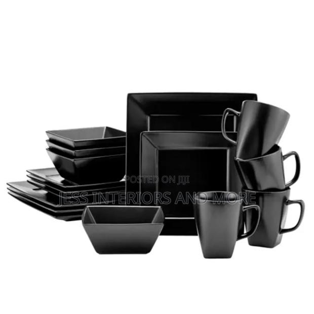 16-Piece Black Square Dinnerware Set · Photo 1